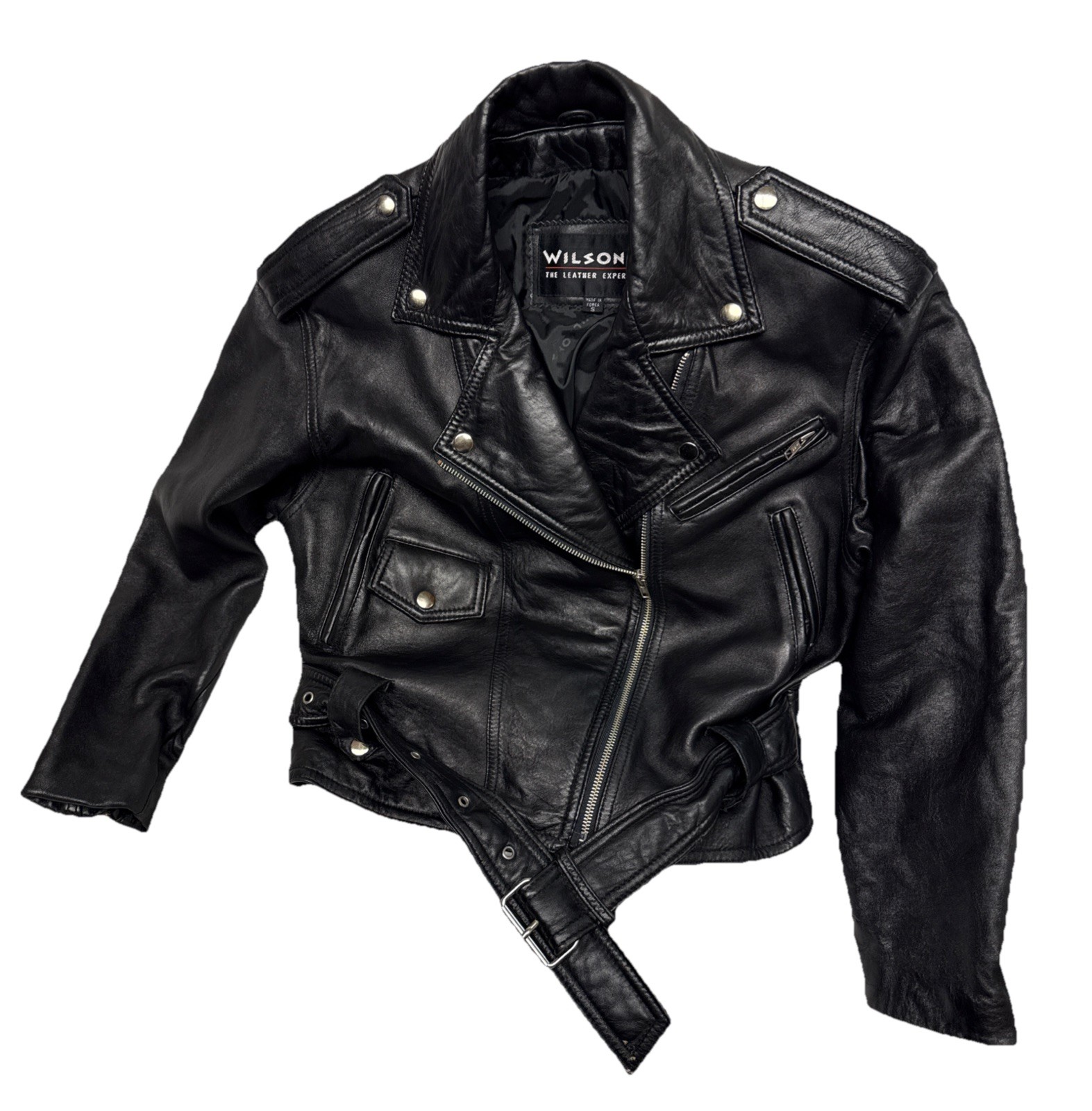Vintage Wilsons Leather Motorcycle Biker Punk Moto Jacket Womens Size Small Soft