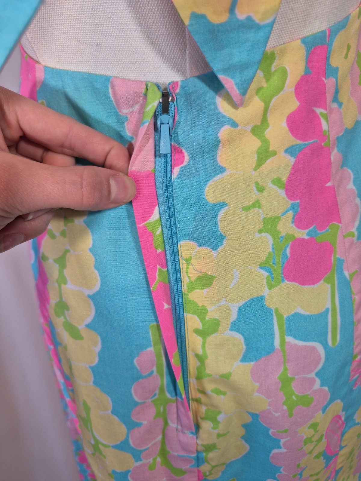 Vintage Lilly Pulitzer Snappy Dragonfly Strapless Dress Blue Pink US 2