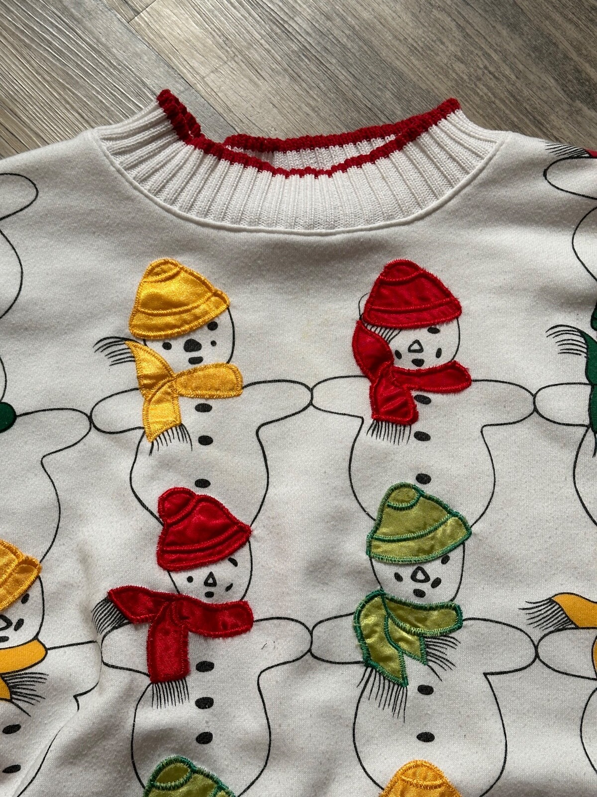 Vtg Hasting Smith AOP All Over Print Snowman Christmas Sweatshirt Medium Granny