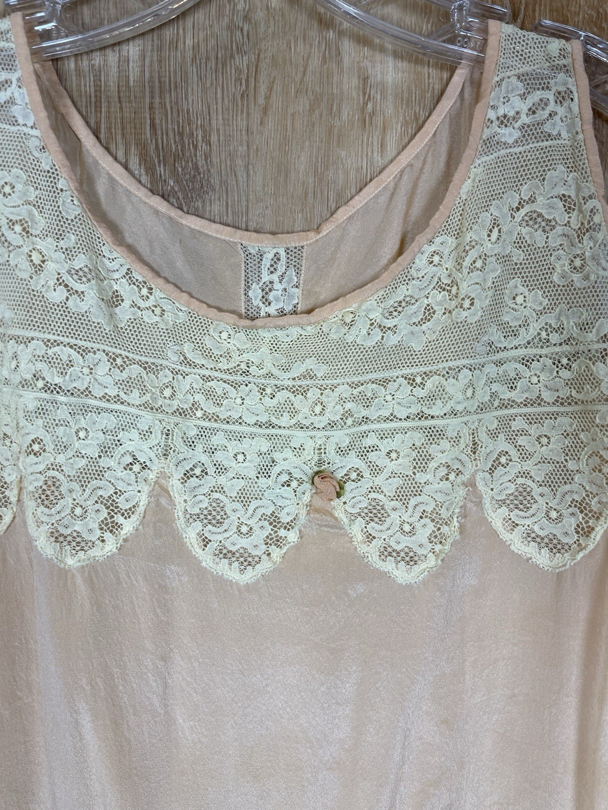 Vintage Art Deco Silk W Lace Slip Top Volup