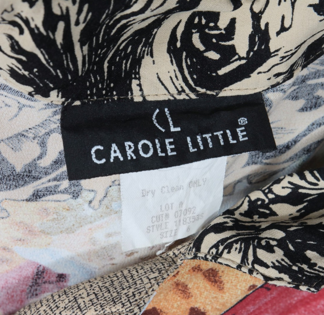 CAROLE LITTLE Vtg 90s Rococo Crop Top Cherubs Cathedral Front Tie Boho sz 6 /297
