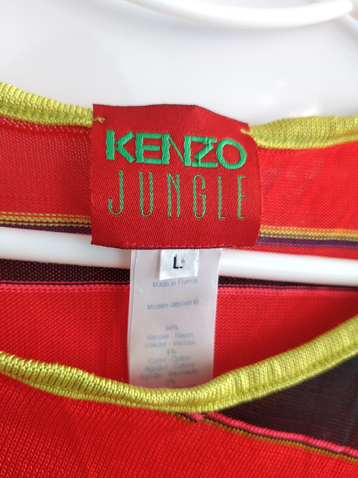 Kenzo Jungle Vintage Striped Multicolor Top Tank Shirt Dress Jersey Sleeveless L