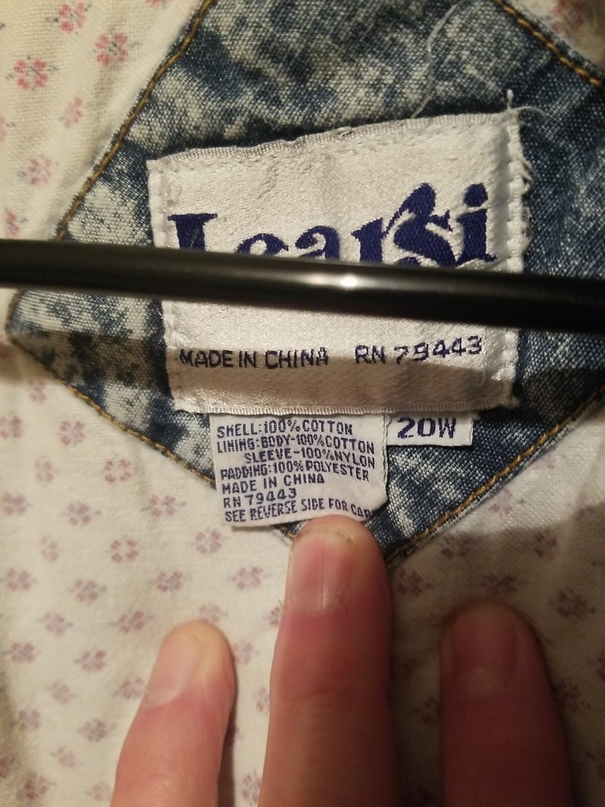 Vintage 1980s Learsi Denim Light Wash Coat Size 20W Puffer Pockets Zip RARE