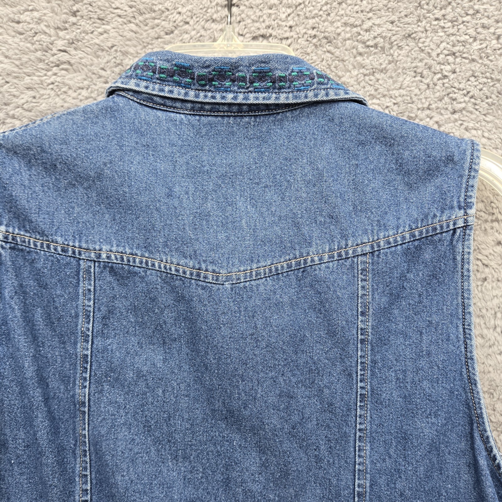 Vintage 90s Portraits by Northern Isles Denim Vest, Braided Trim Western