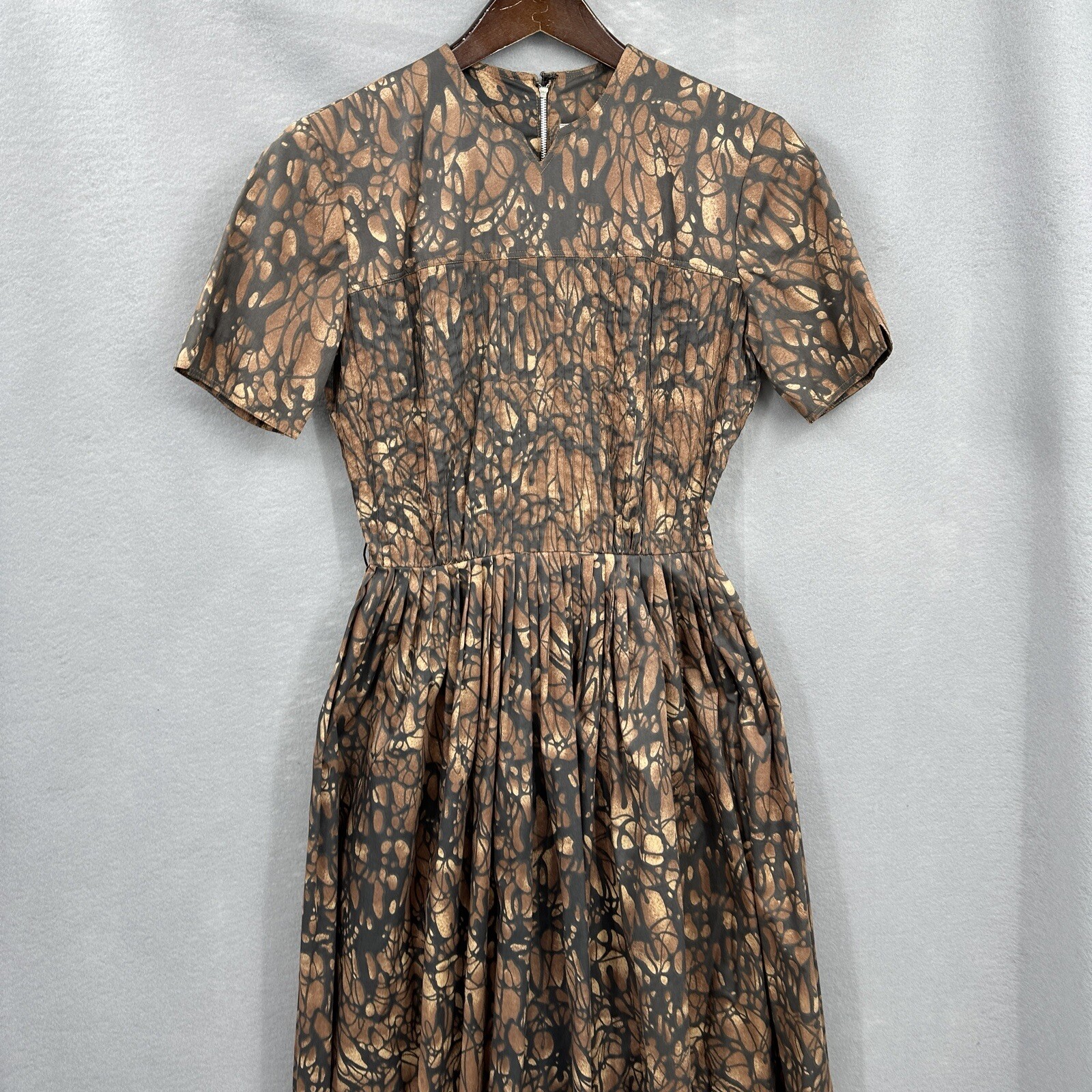 Vintage AnR Jr. Dress S Pintuck Fit Flare House Swing Butterfly Twirl Retro READ