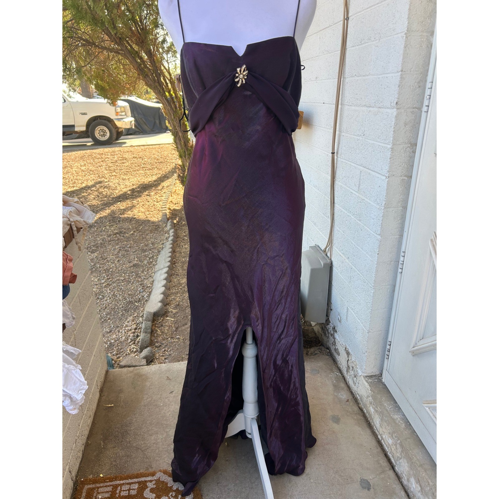 Dave & Johnny Vintage Iridescent Purple Gown 90s Dress Sz 7-8 Maxi Whimsigoth