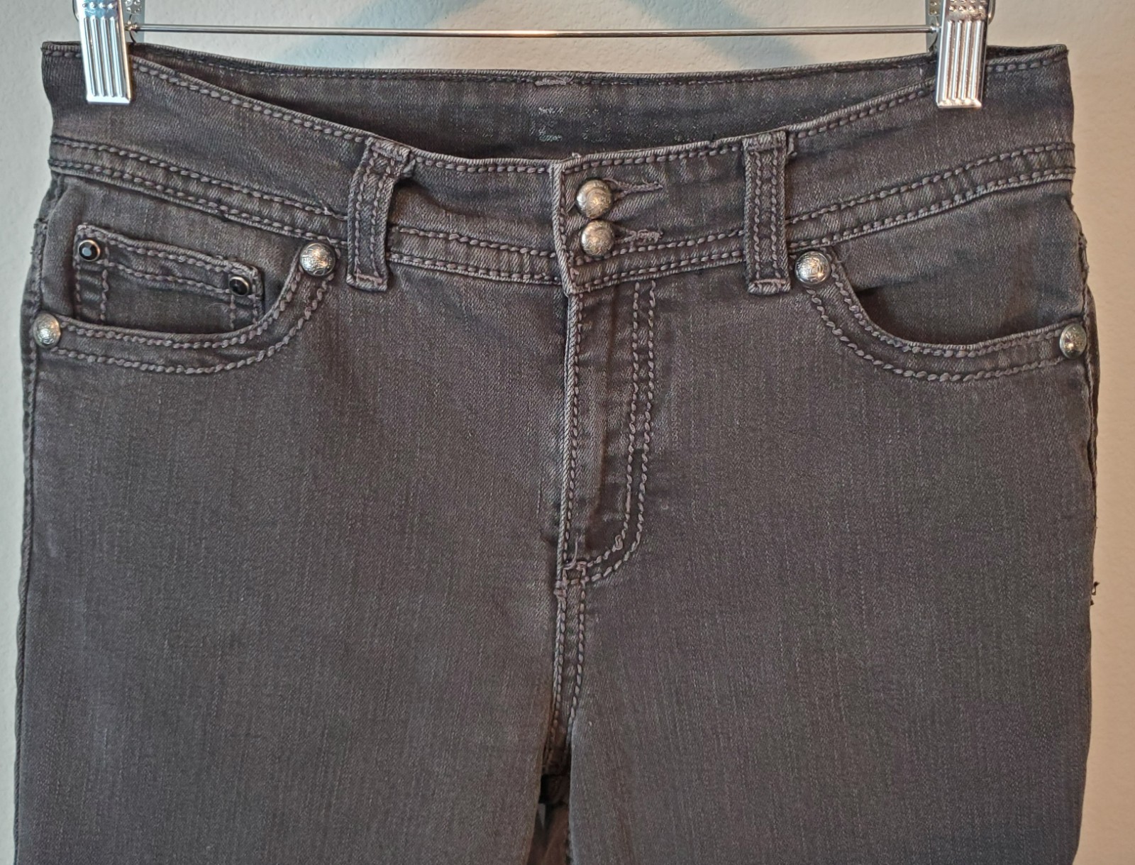 Vintage Code Bleu Black Bootcut Jeans 8 Studded Rhinestone Y2K Stretch