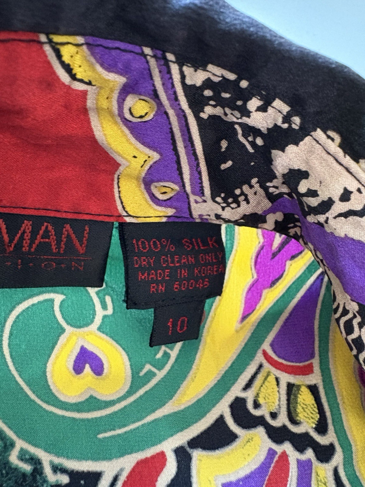 Vintage Jerri Sherman Collection Floral Paisley Multicolor Silk Shirt Blouse Top