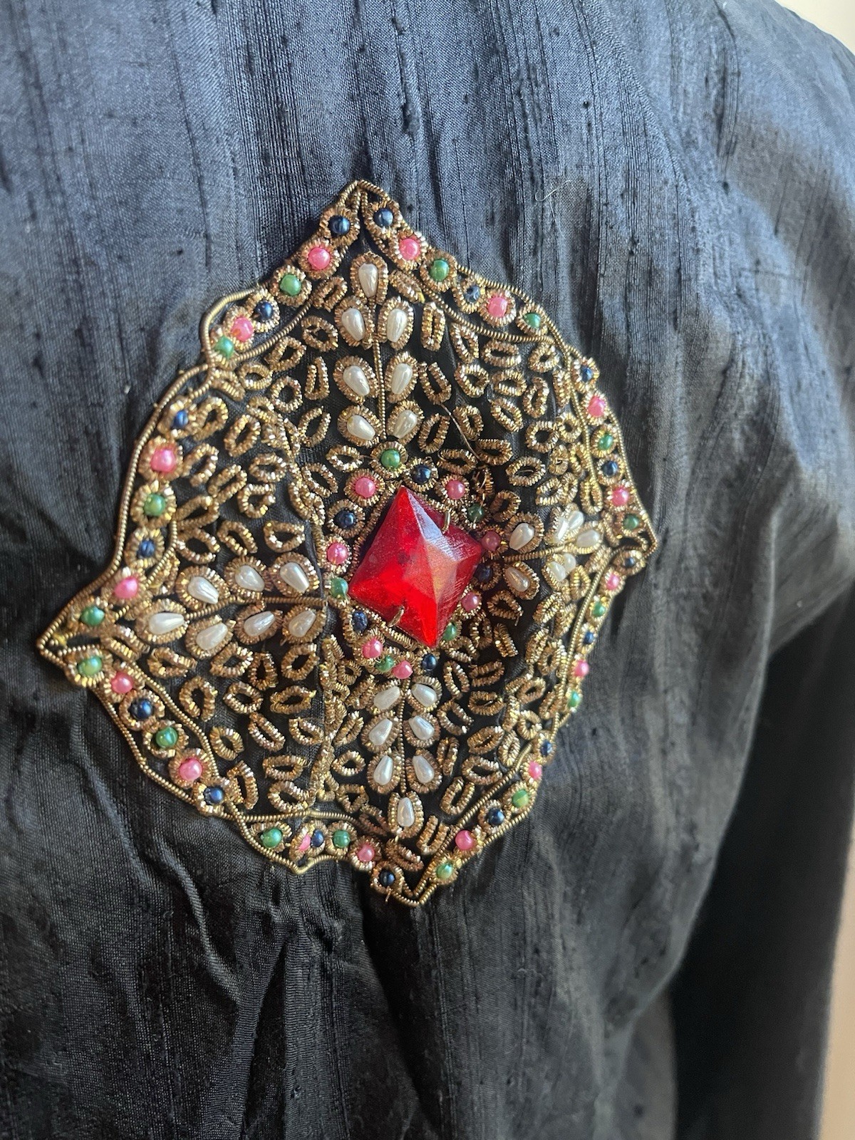 Vintage Women’s Precious Moments 100% Silk Beaded Gem Jacket