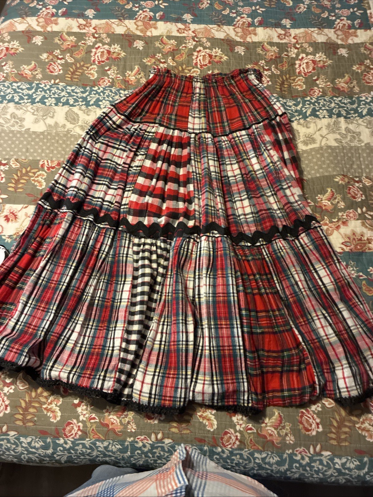 Vtg Su Zanne Broom skirt pioneer spirit collection Sante fe NM Med Elastic Waist