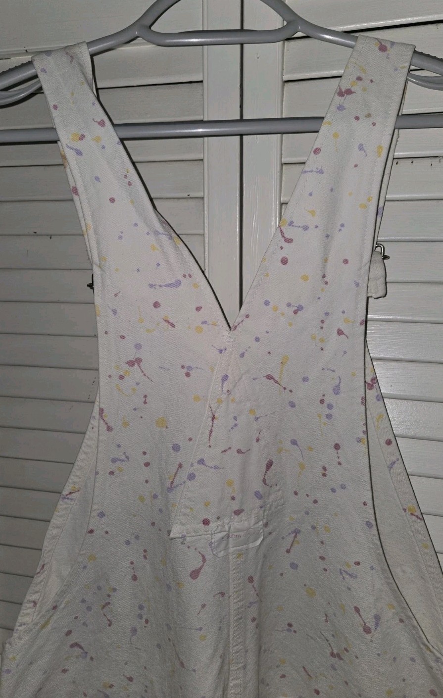 Vtg 90’sHallmark E.Bunny & Co Paint Splatter Cotton Overall Size L Rare Find