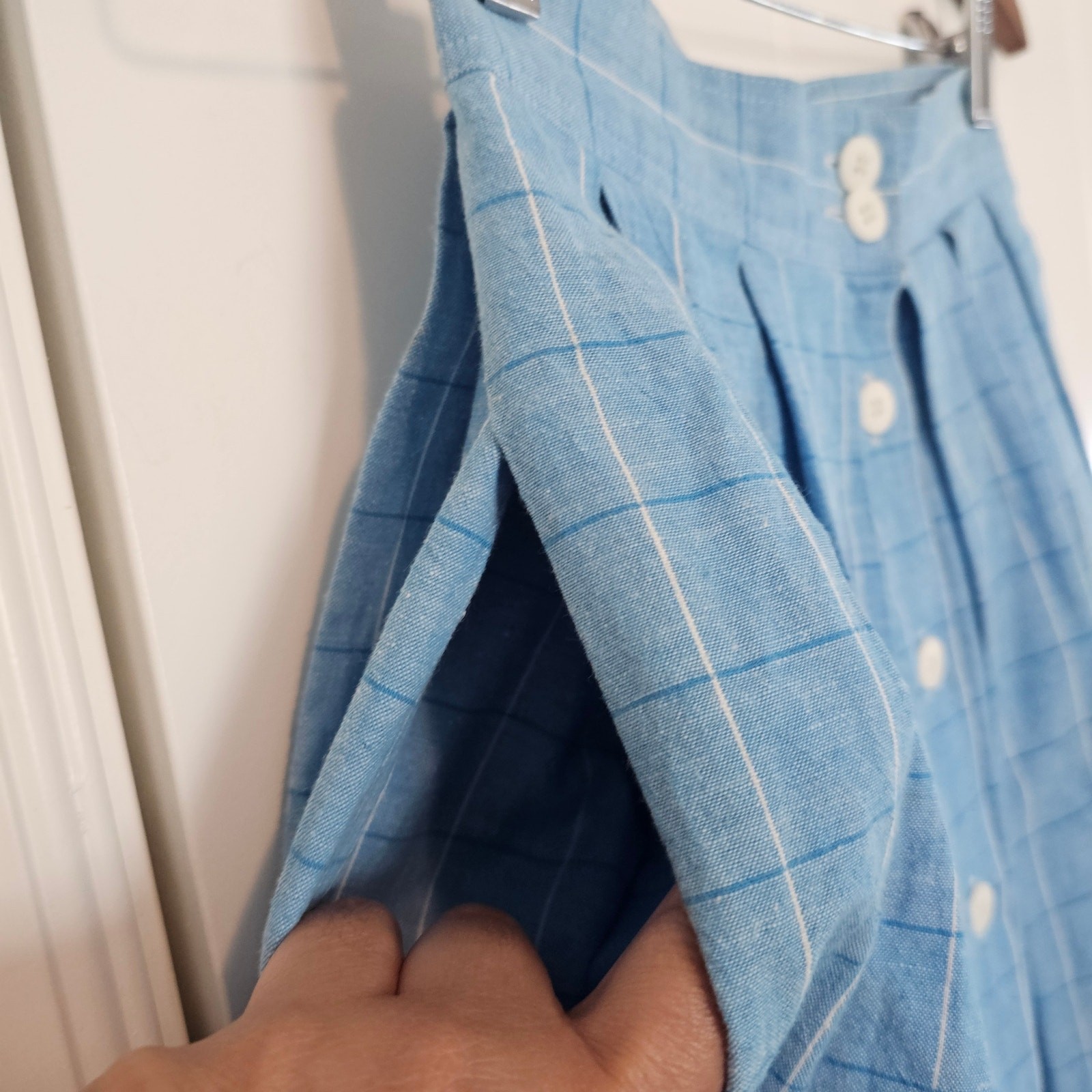 Vintage Liz Claiborne Skirt Women XSmall Blue Plaid Preppy Cottage Academia Twee