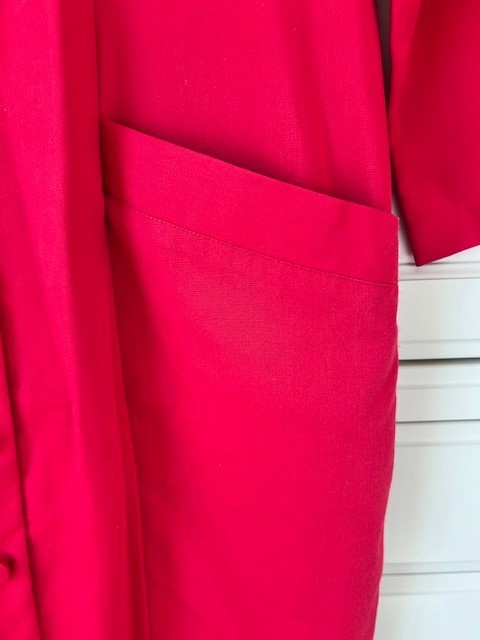 Lerner! Vtg Womens Dress Red Mod 60s 70s Retro Shift Midi Covered Buttons