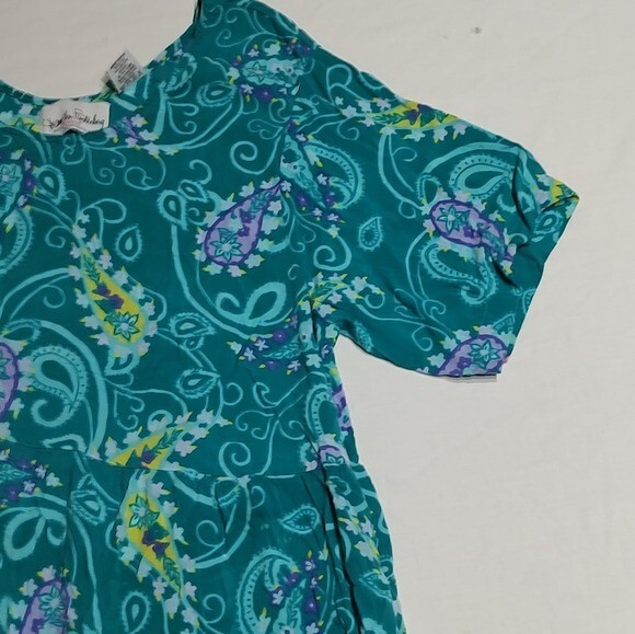 Diane von Furstenberg Color Authority Teal Paisley Dress 1X/2X Coastal Grandma