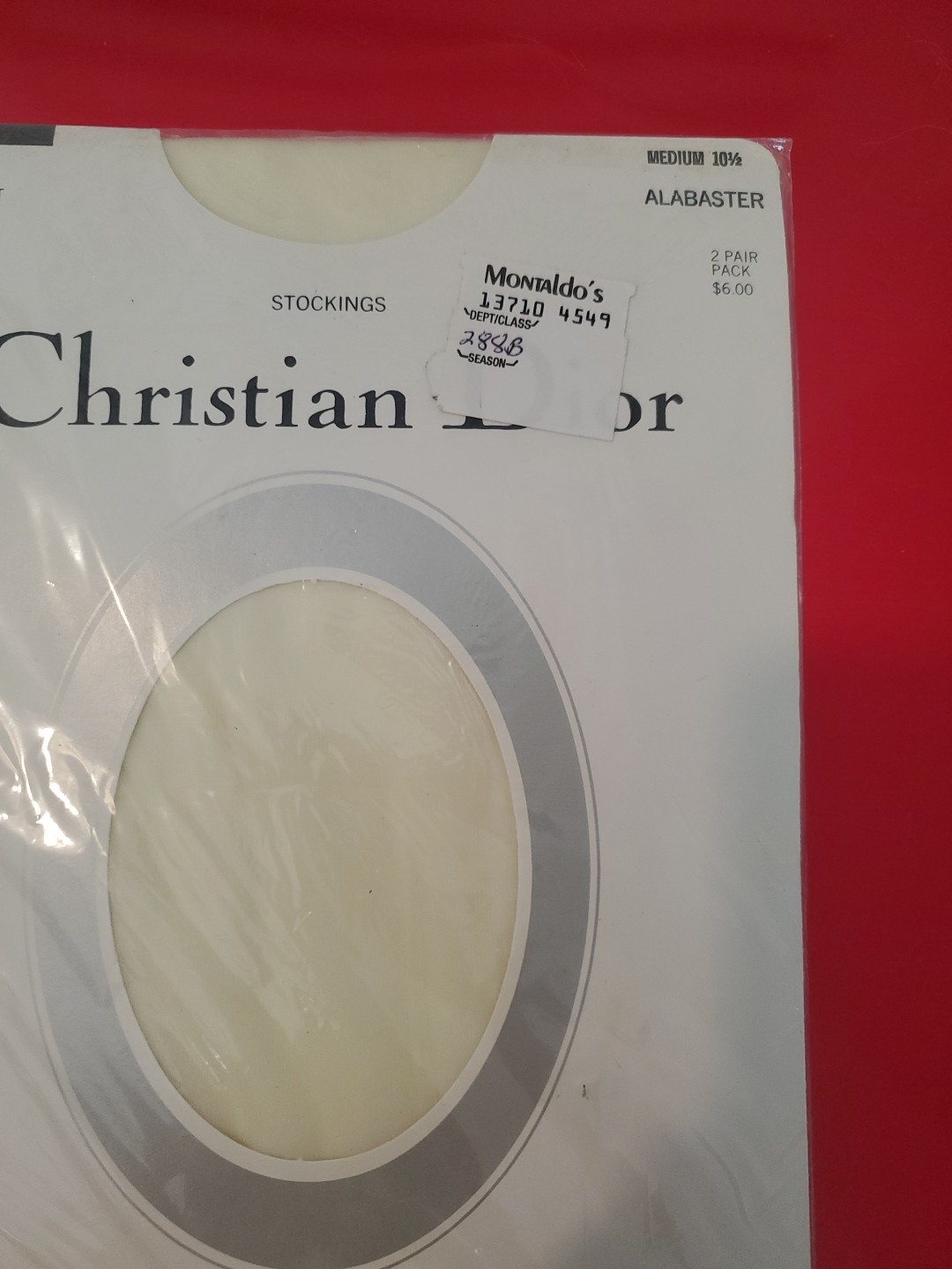 VTG Christian Dior Ultra Sheer Leg Sandalfoot Stockings Alabaster Medium 10.5
