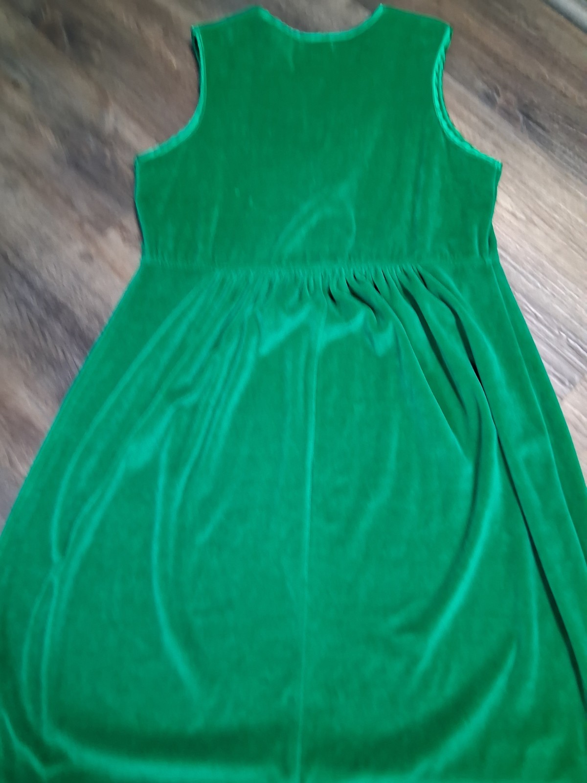 Fads Vintage 90s Green Velour Midi Jumper Dress Large Petite Teacher Cottage