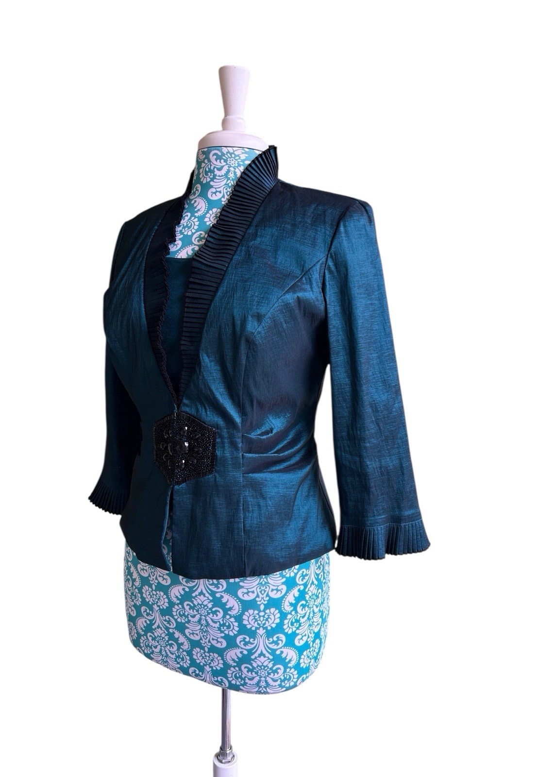 Carol Lin JR Nites Teal Jacket Top Camisole SET Evening Glam Holiday Christmas