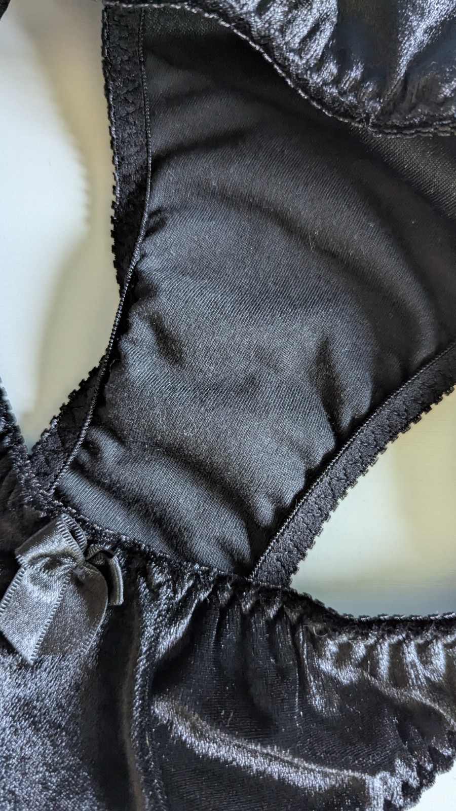 Vtg 90s Black Crushed Velvet Bikini Panties Sz M/6 Rene Rofe Underwear Vintage