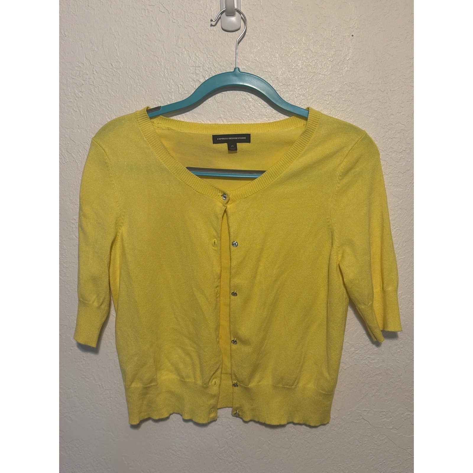 Express Design Studio Cardigan Yellow Vintage Y2K Short Sunshine Color Pop