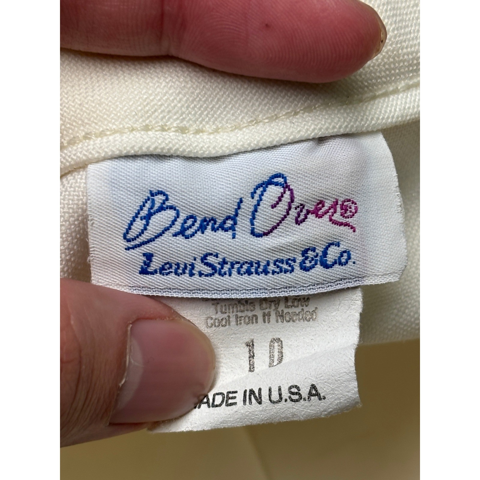 Vintage Levi Strauss Bend Over Pants Off White Cream High Rise 10 W26 L28 USA