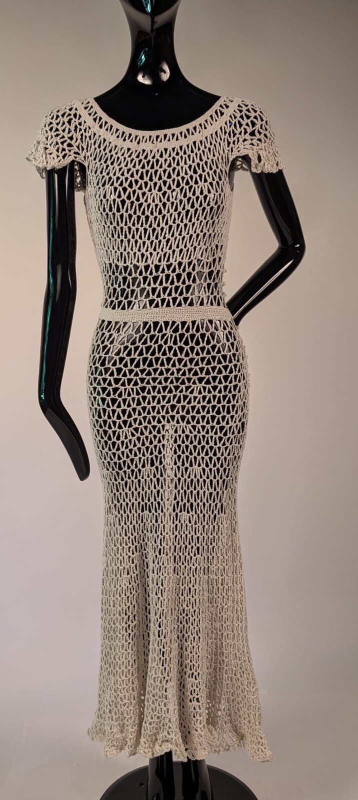 UNUSUAL 1930’S NAUTICAL STYLE COTTON WOVEN ROPE DRESS