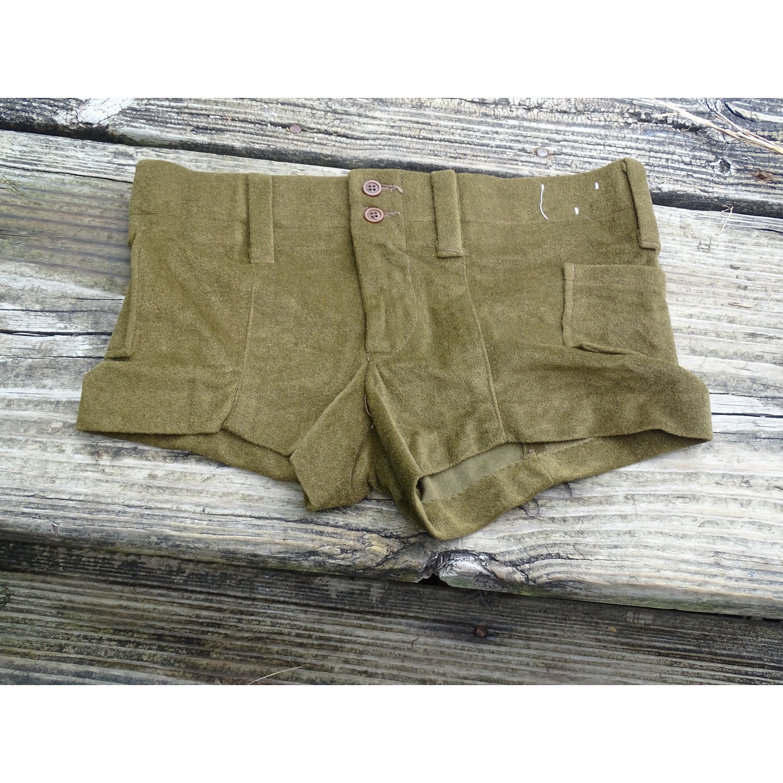 Rare NWOT Vtg 1970s Liberty Scene Jeans Nylon Shorts Brown Olive Hot Pants 28 4