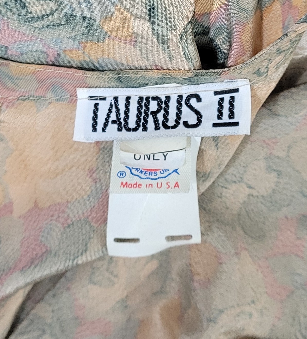 Vintage Taurus II Muted Green & Gold Floral Blouson Dress w Belt Size 4