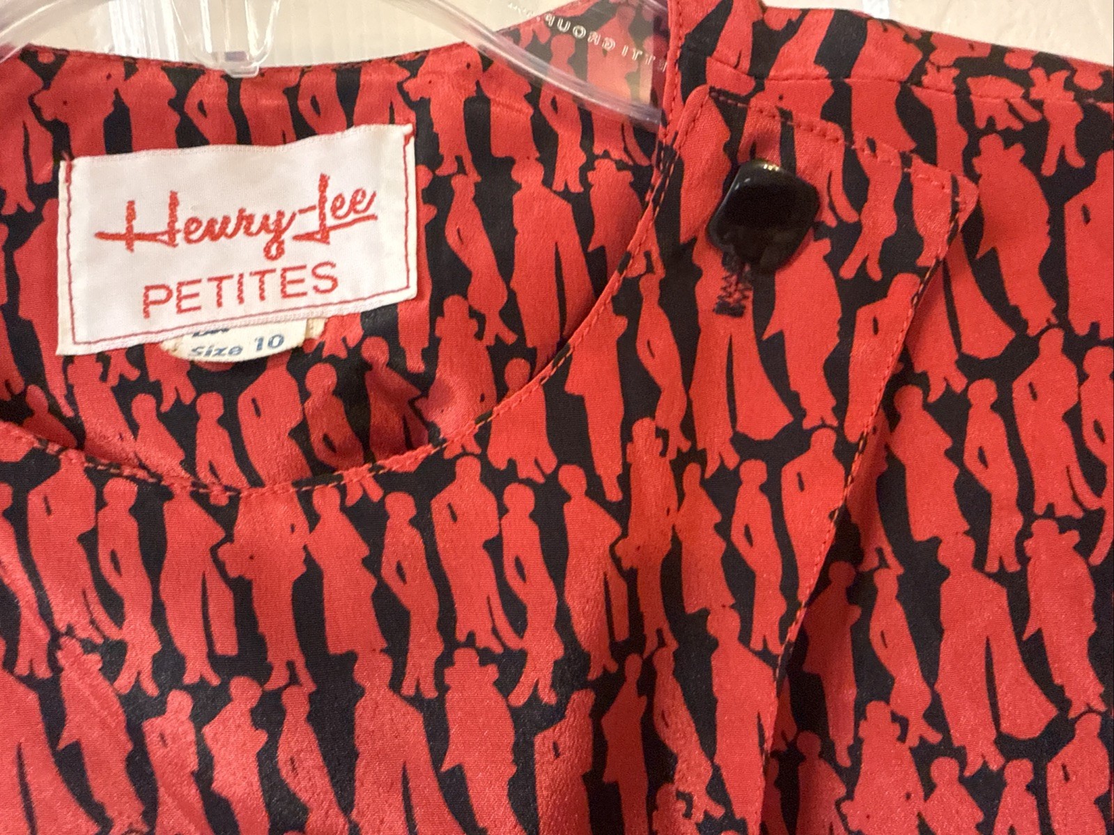 Vintage Henry Lee Petite Red Dress Silhouette Man & Woman Fabric Must See 10
