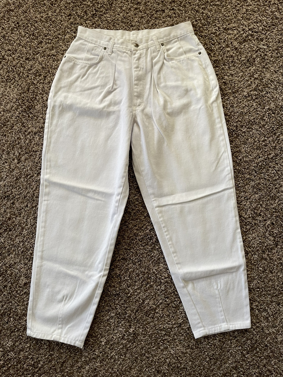 Vintage Gitano White Taper Barrel Mom Pants Size 16 Short 28 29