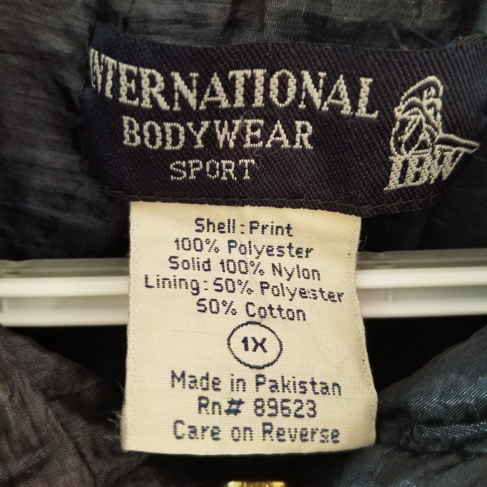 INTERNATIONAL BODYWEAR SPORT 1X Windbreaker Jacket Dark Navy Blue VTG 80s 90s