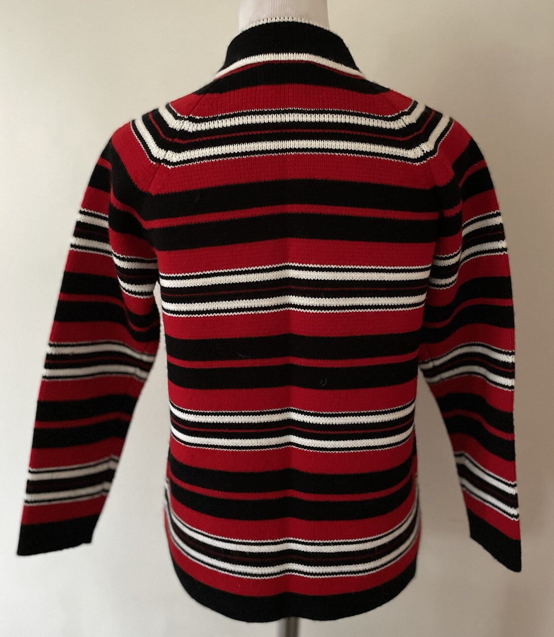 Hand Loomed HAND FULL FASHIONED Import Striped Cardigan Sweater Size A (S)