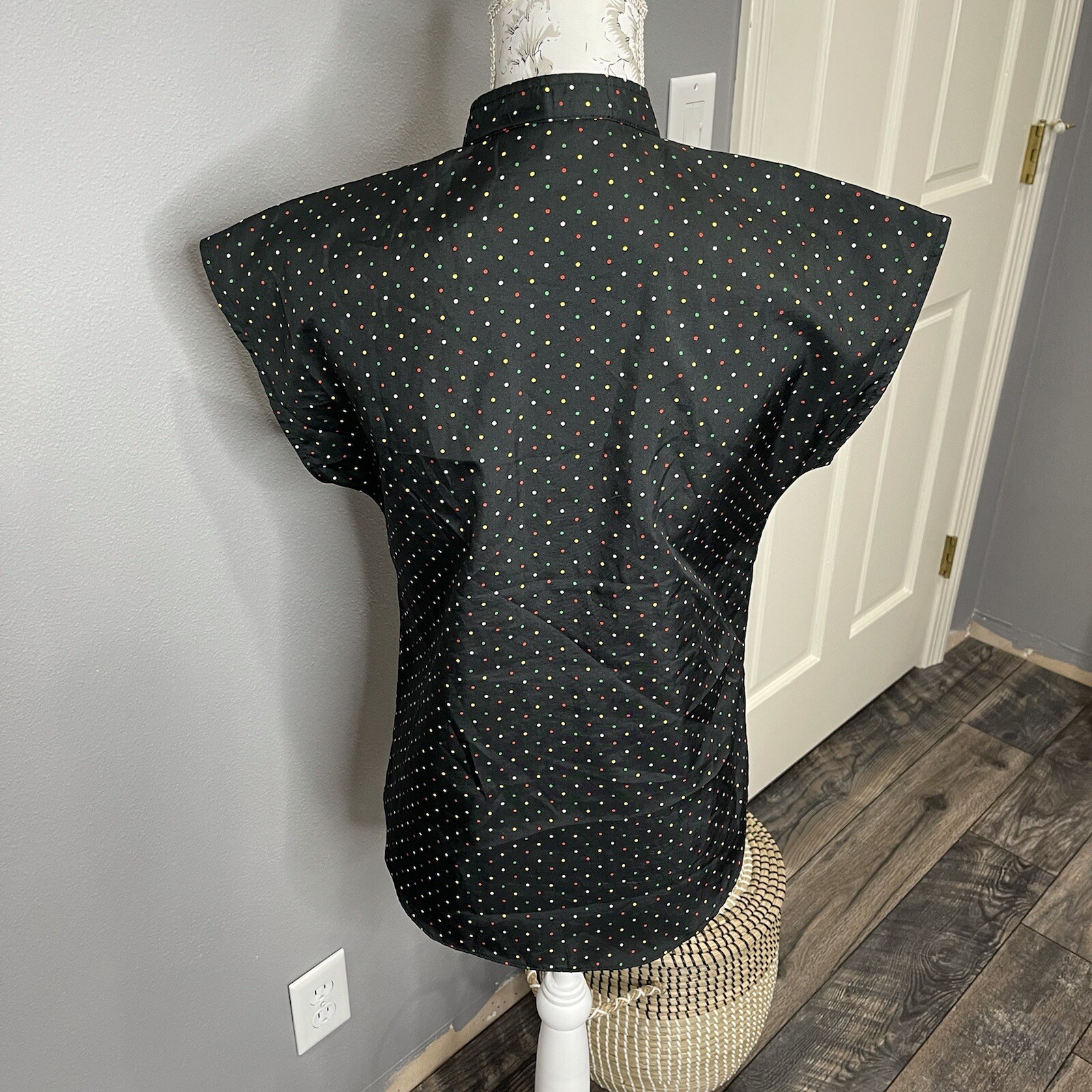 Vintage 60s 70s Lady Arrow Polka Dot Disco Funky Colorful Polyester Sz 10 Medium