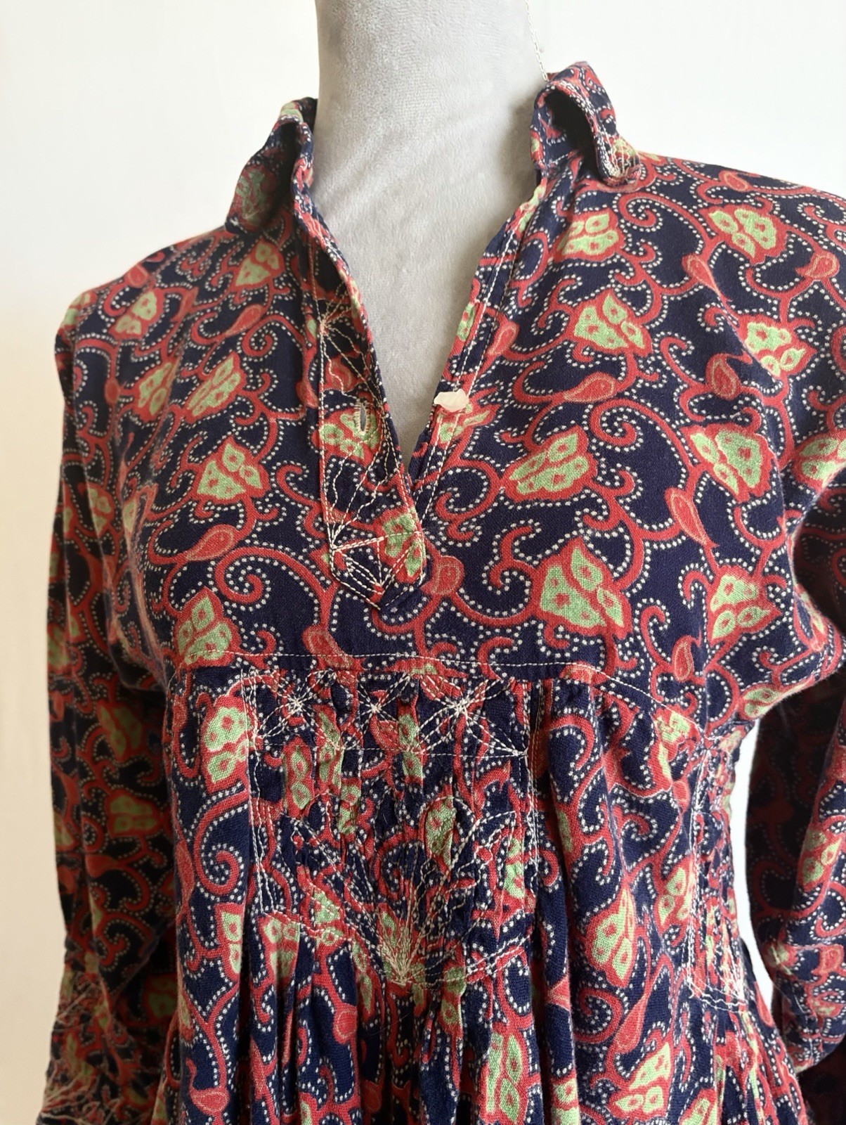 Vintage 70s Boho Hippie Retro Bohemian Afghan Style Colorful Dress Sz SM