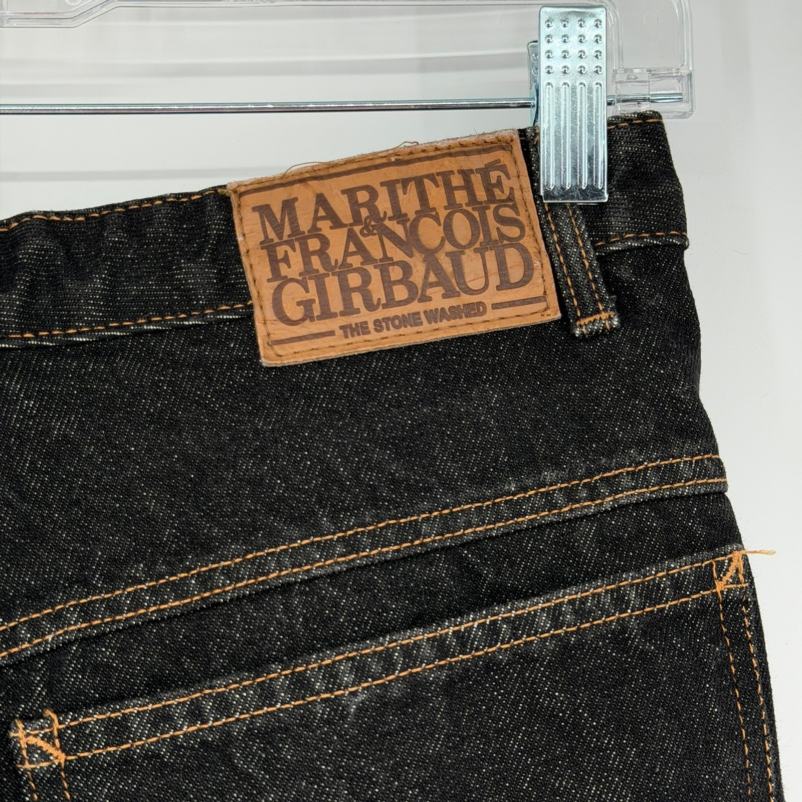 Vintage 90s Marithe Francois Girbaud Black Denim Skirt High Waist Size 9/10 USA