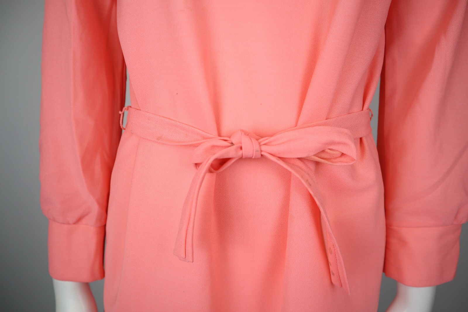 Vintage 1970s 70s Women’s Coral Orange Pink Dress with Belt – Size S