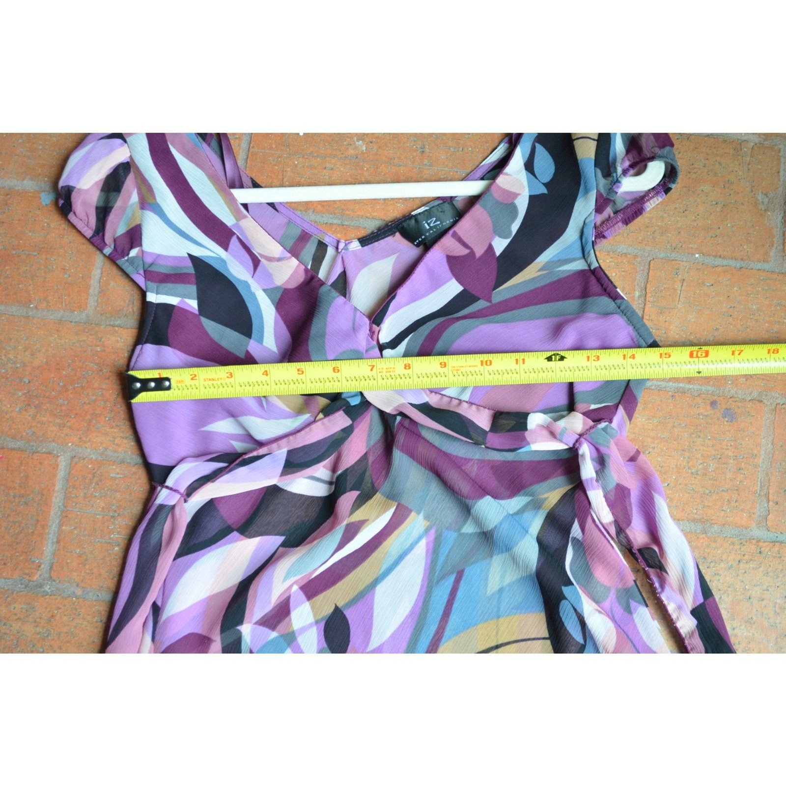 Vintage Y2K Iz Byer California Top Purple Abstract Print- M