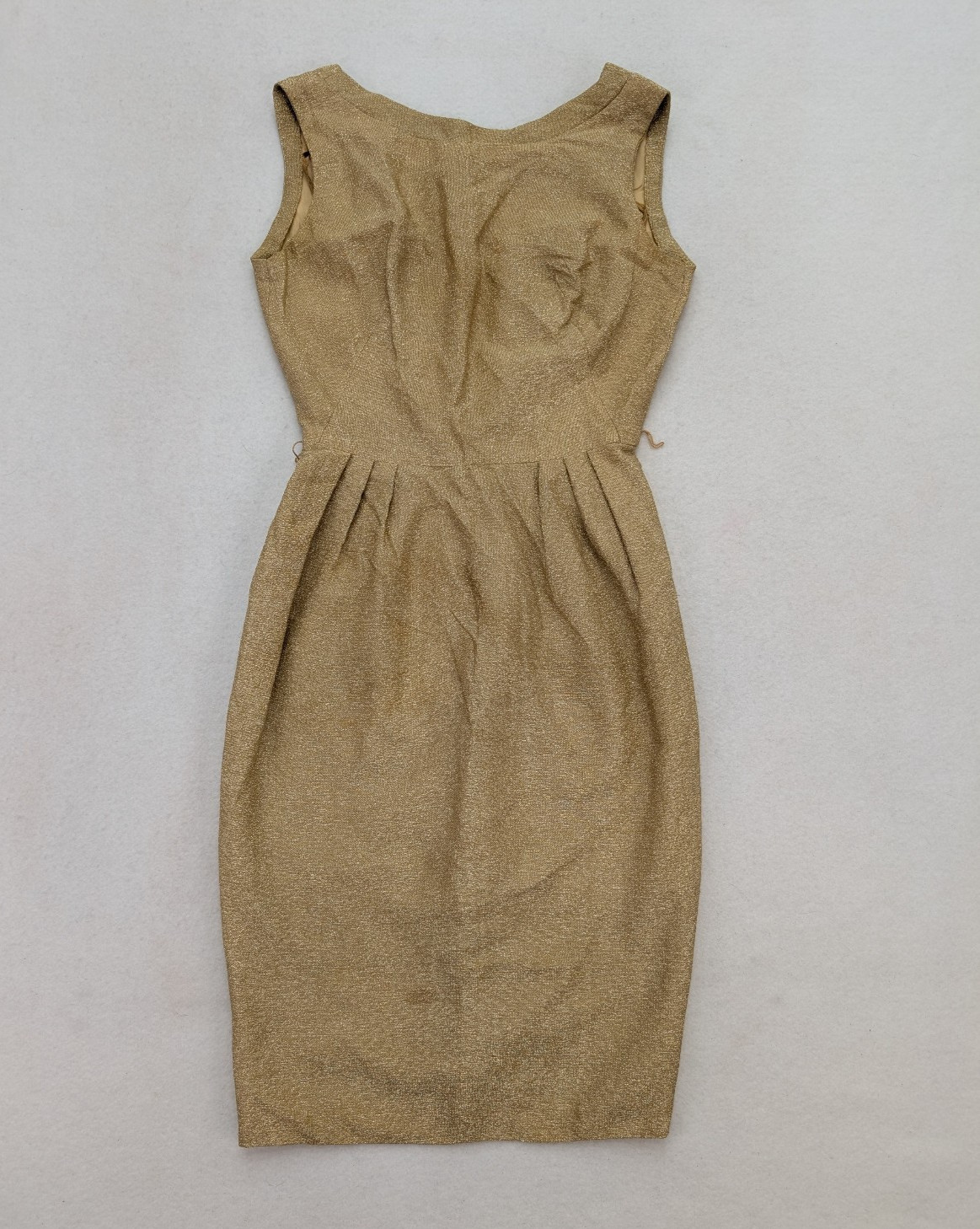 Vintage Women’s Dress Size S Metallic Gold Shimmer Party Cocktail Wiggle Sheath