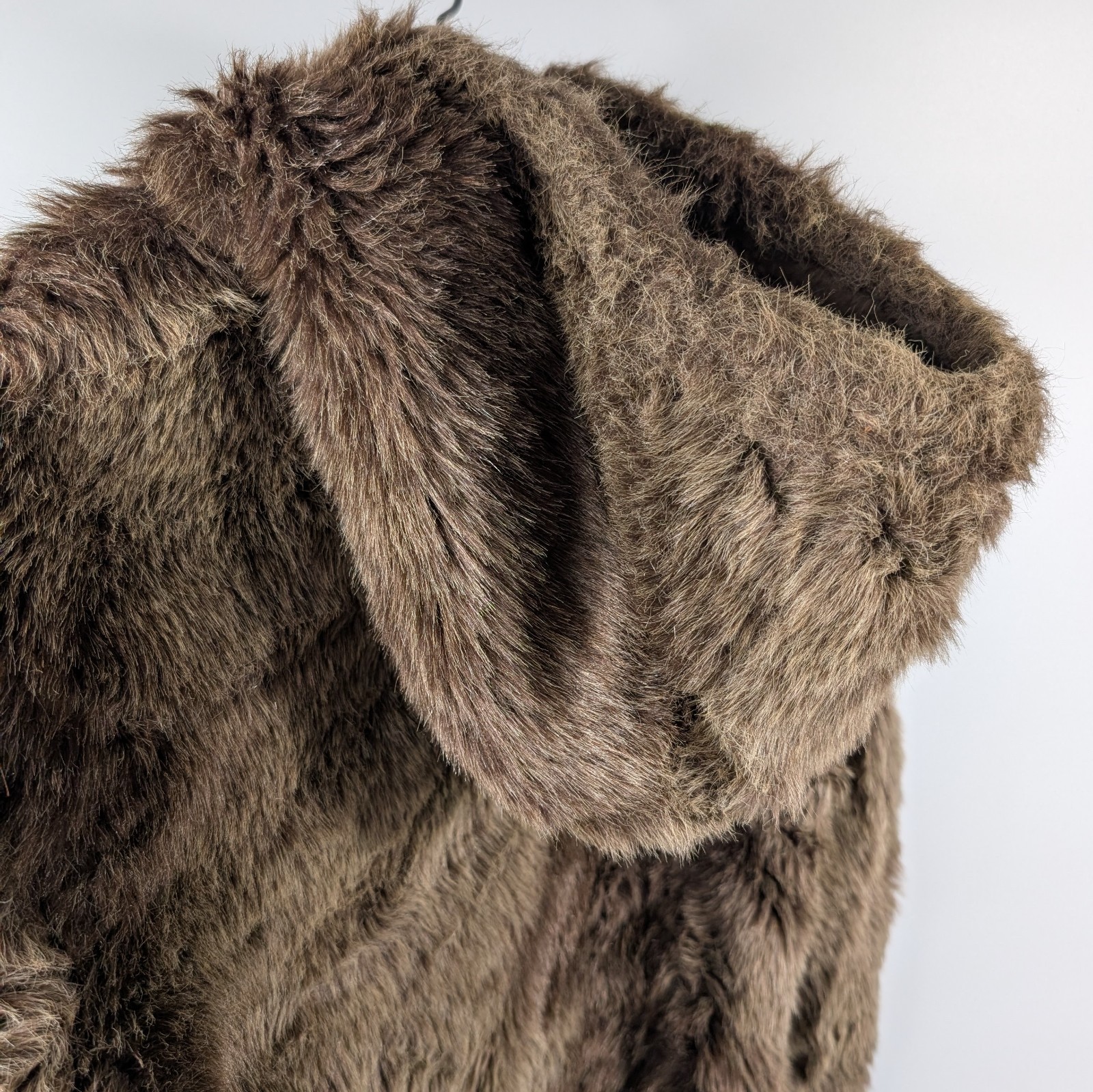 VTG Cooper Sportswear Faux Fur Jacket Hooded Boho Penny Lane Coat 70s 80s USA L