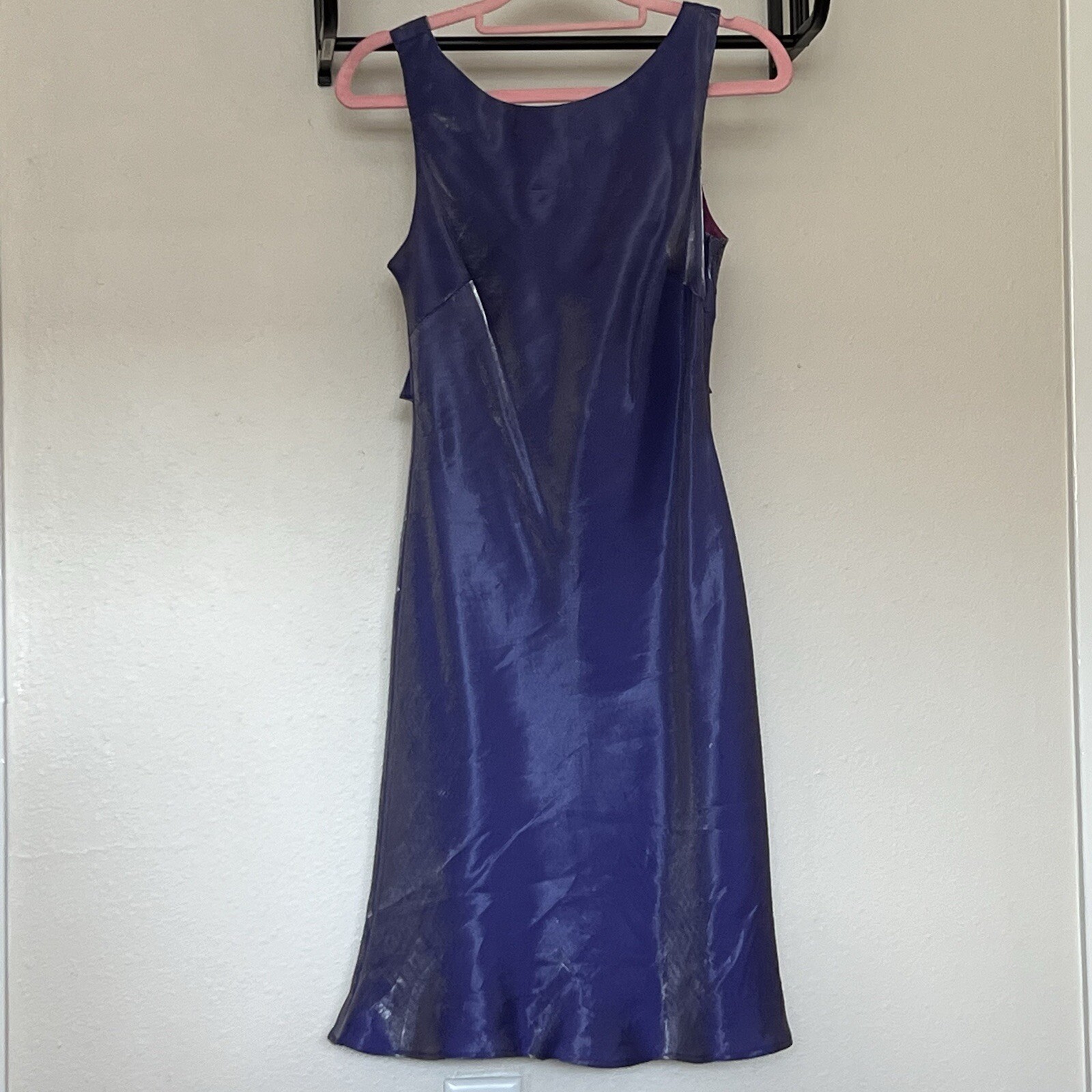 De Laru Dress By Sheila Yen Purple Lilac Size 5/6 Shiny Metallic Minidress