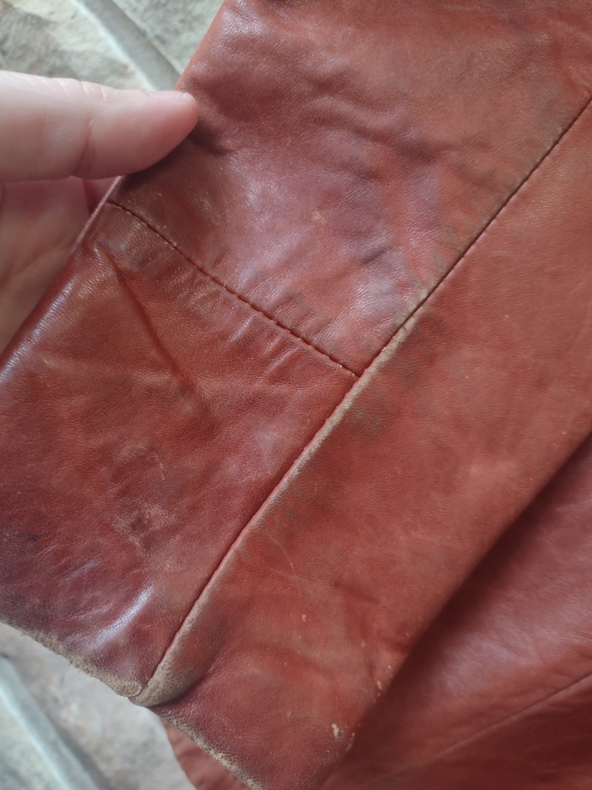 Vintage 70s Remy Lambskin Leather Jacket Cognac Brown Distressed Size S/M