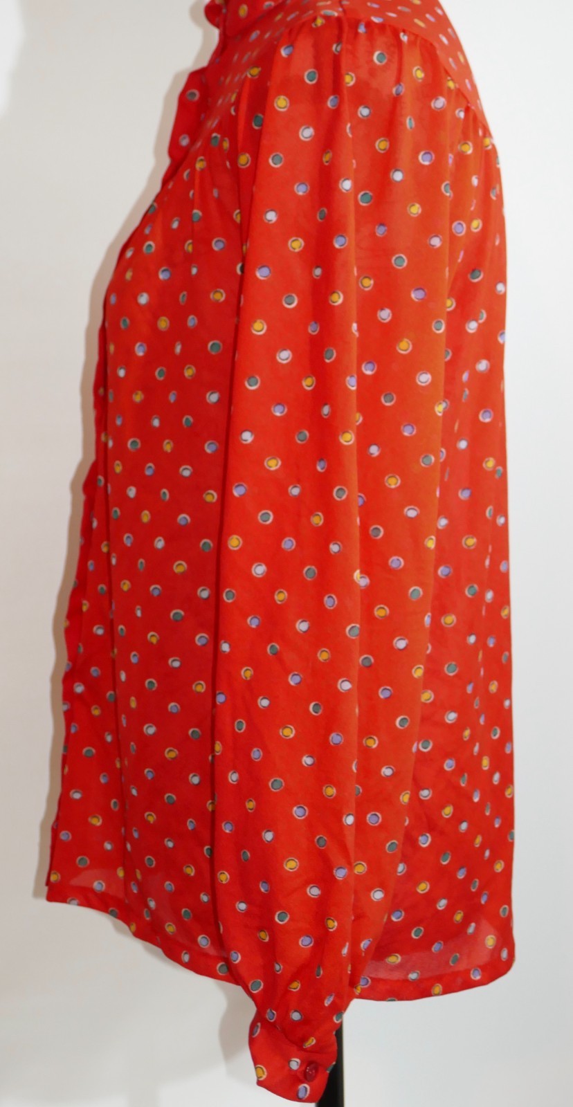 Eccobay Red Polka Dot Button Up Sheer Blouse Shirt Size 11-12