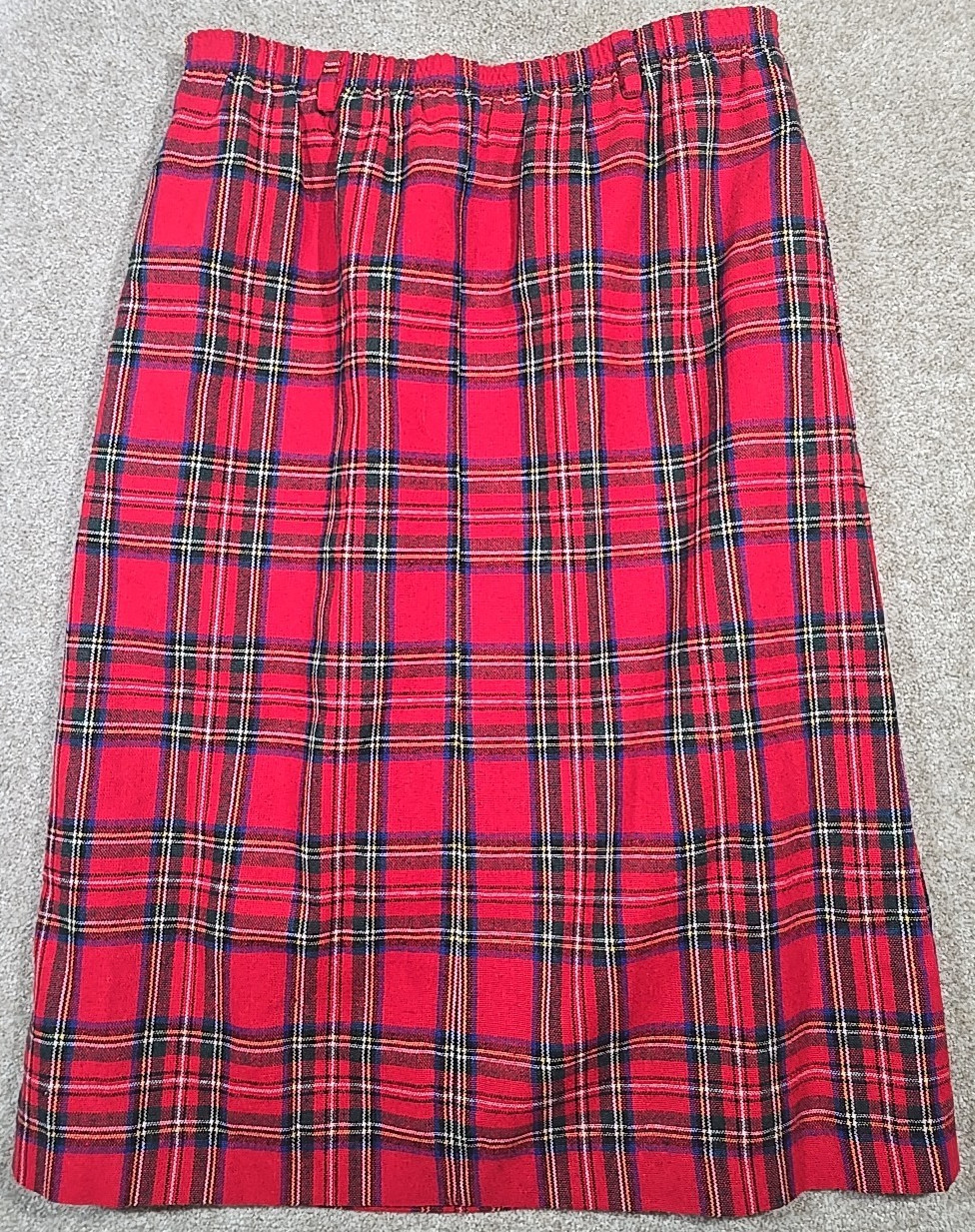 Prestige Sportswear Vintage Tartan Plaid Wool Blend Skirt USA Made Pockets Sz 14