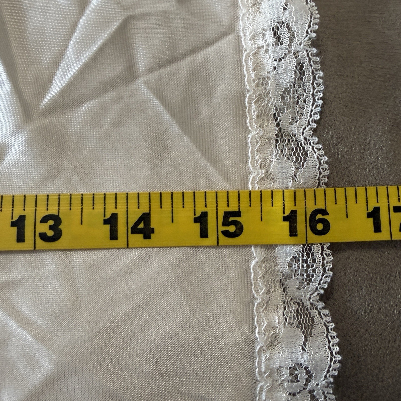 Vtg Perfectform Satin Nylon Cami Women 48 Cream Lace Trim Coquette Sexy Lingerie