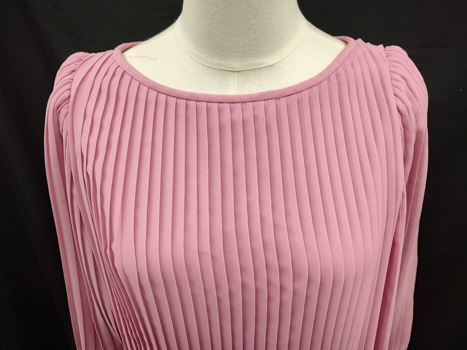 80s Vintage Dress Lizzy & Johnny Lucero Crystal Pleat Drop Waist Pink White 5/6