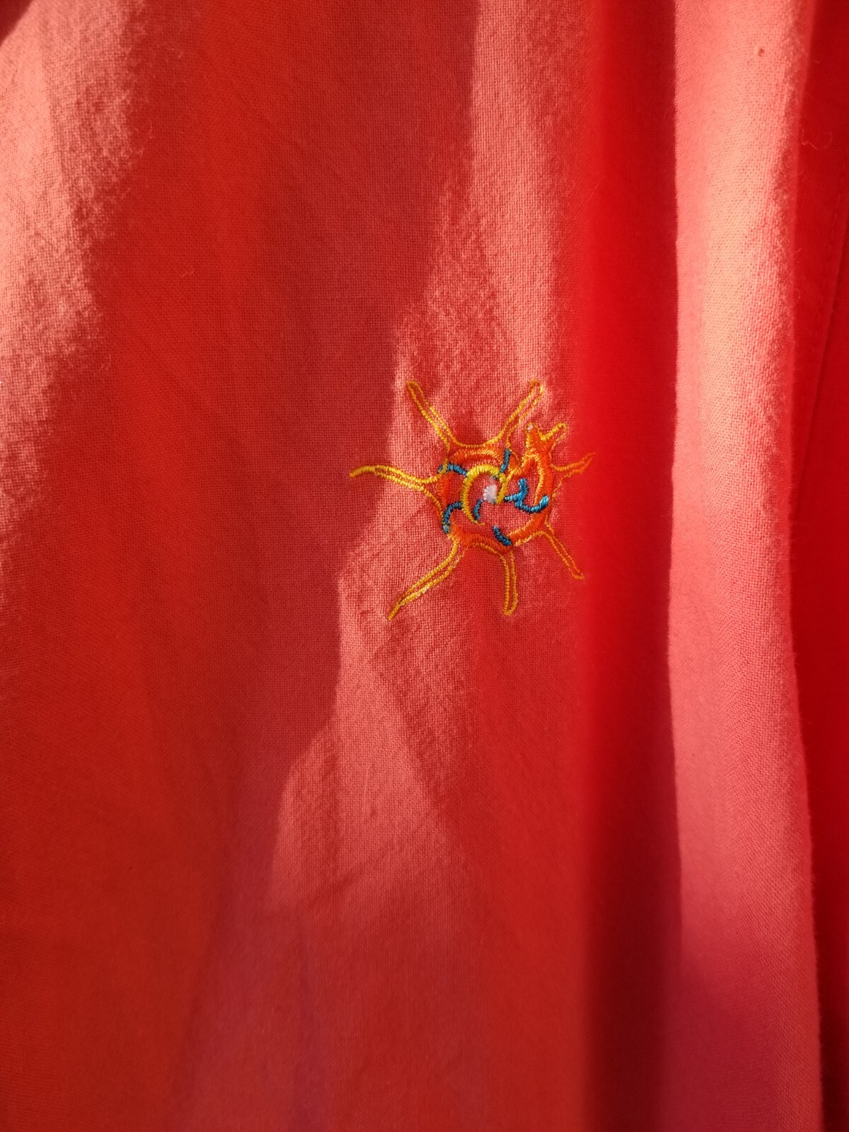 FUN PEACH 80s VINTAGE Sz 16/18 XL Nautical Embroidery SS Cotton Blouse Top SMALL