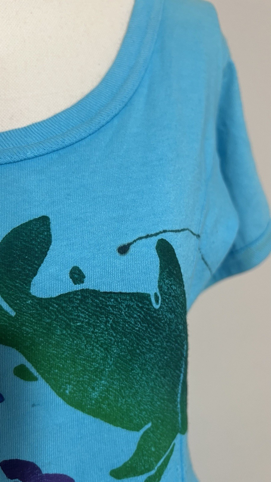 Rare Vintage 1980s Banana Boat Turquoise Dolphin and Fish Block Print Dress