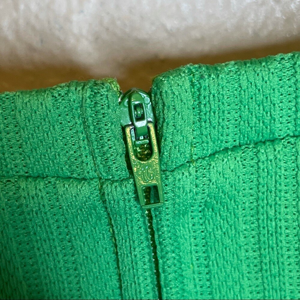 Vintage 1970’s Retro Bright Green Ribbed Knit Sleeveless Top