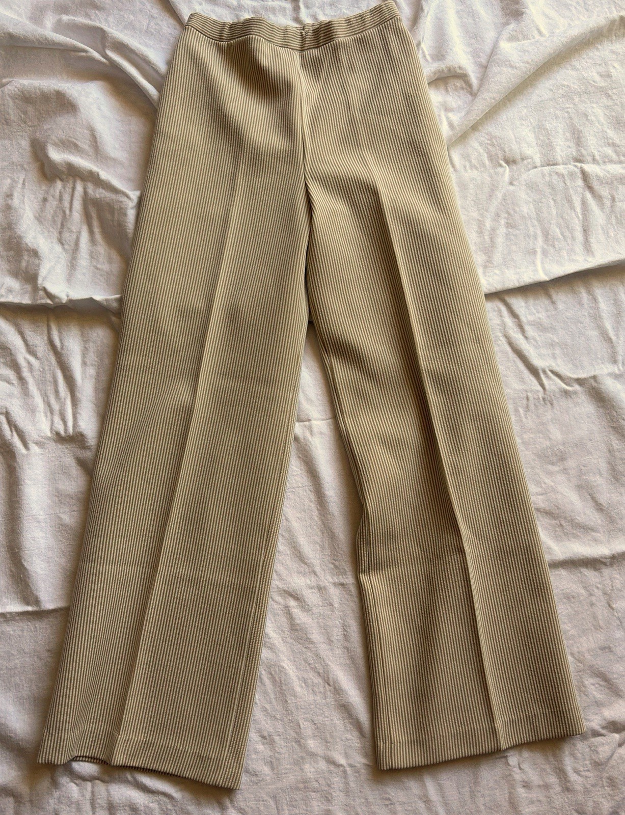 Vintage Russ Dress Pants Womens 28W Striped Knit Pull On Elastic Wide Leg