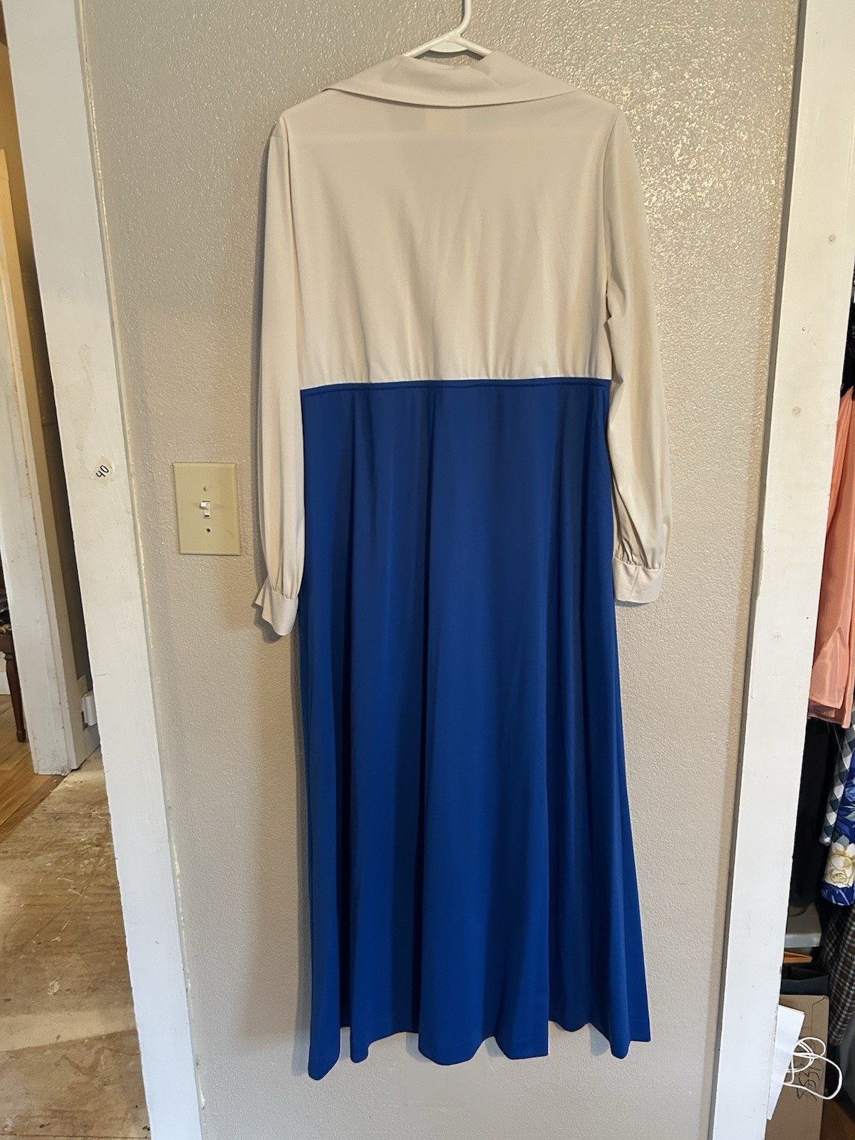1970s Penney’s Loungewear Dress Robe Size Large Medium White Blue As Is Vintage