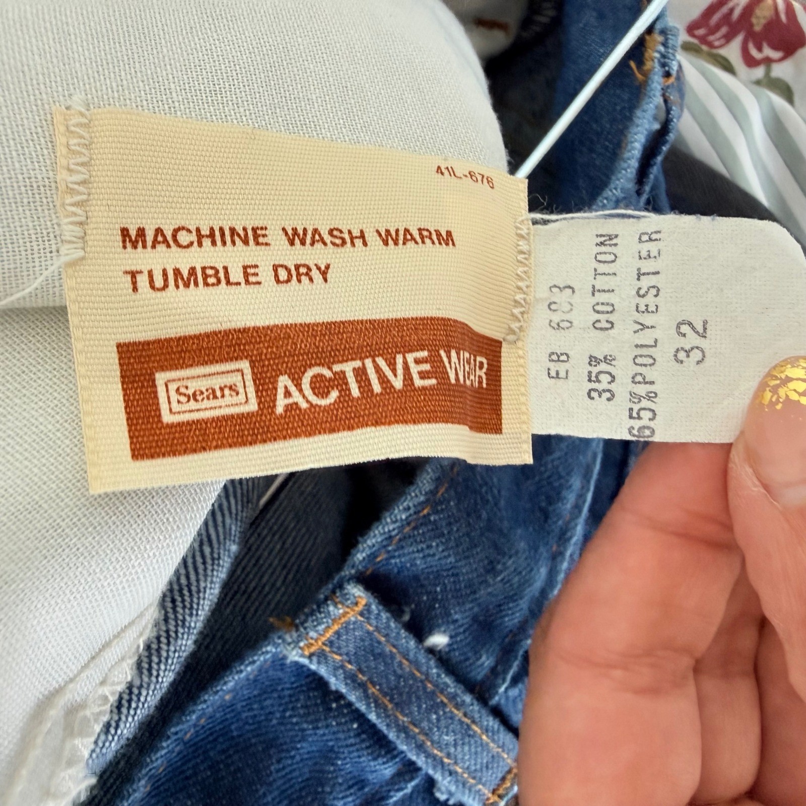 Vtg 70s Denim Shorts High Waisted Jean Cutoffs Raw Hem Sears Thumbs Up Womens 32